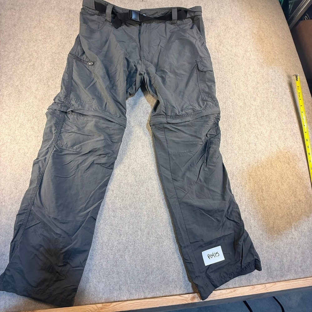 American Outback Mens XL/32 Gray Convertible Zip Off Hiking‎ Cargo Pants Belted